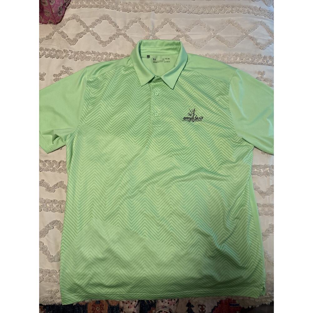 Under Armour Polo Shirt Mens XL Lime Green HeatGear Golf